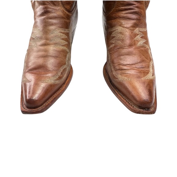 Justin Handcrafted Western Cowboy Boots BRL120 Bent Rail Brown Tan Womens 10B - Picture 4 of 14